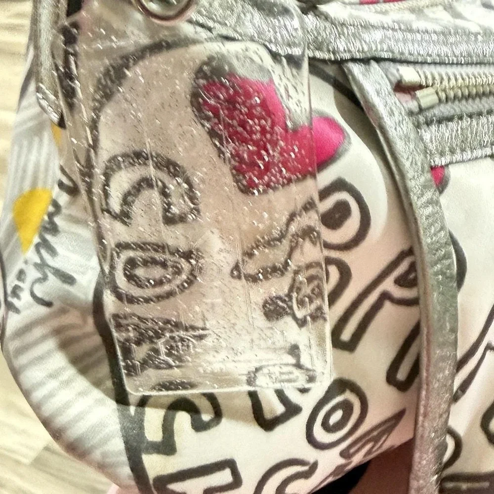 Coach Poppy Hearts Glitter Hobo Shoulder Purse Bag